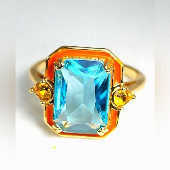 Anthropologie Jewelry - Elegant Blue and Gold Ring
